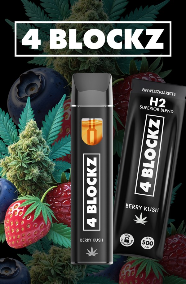 4Blockz Einweg H2 Superior Blend Vaporizer "Berry Kush"