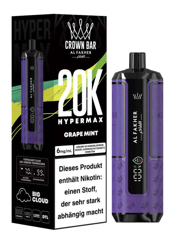 Crown Bar Al Fakher 20k Hypermax – Grape Mint